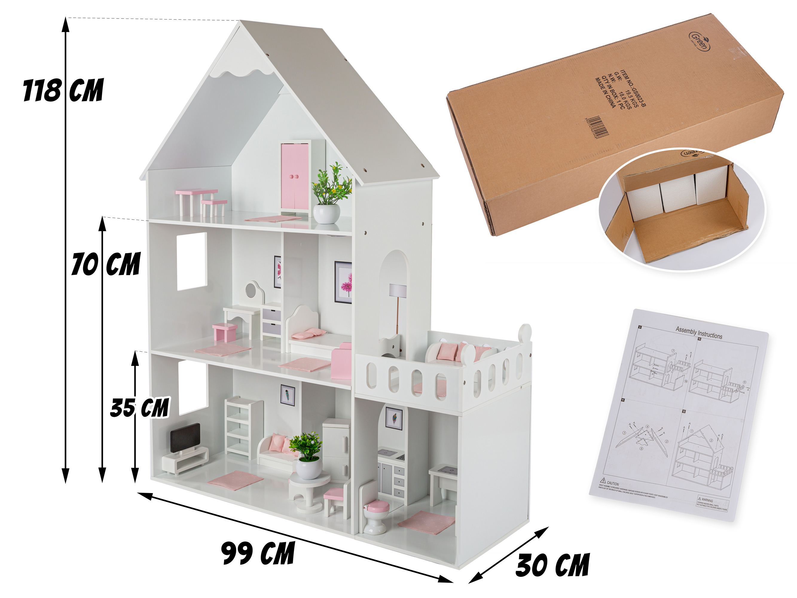 large wooden dolls house for barbie